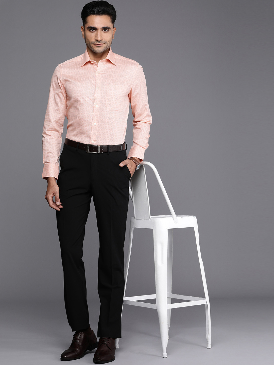 

Louis Philippe Ethnic Motifs Printed Pure Cotton Formal Shirt, Orange