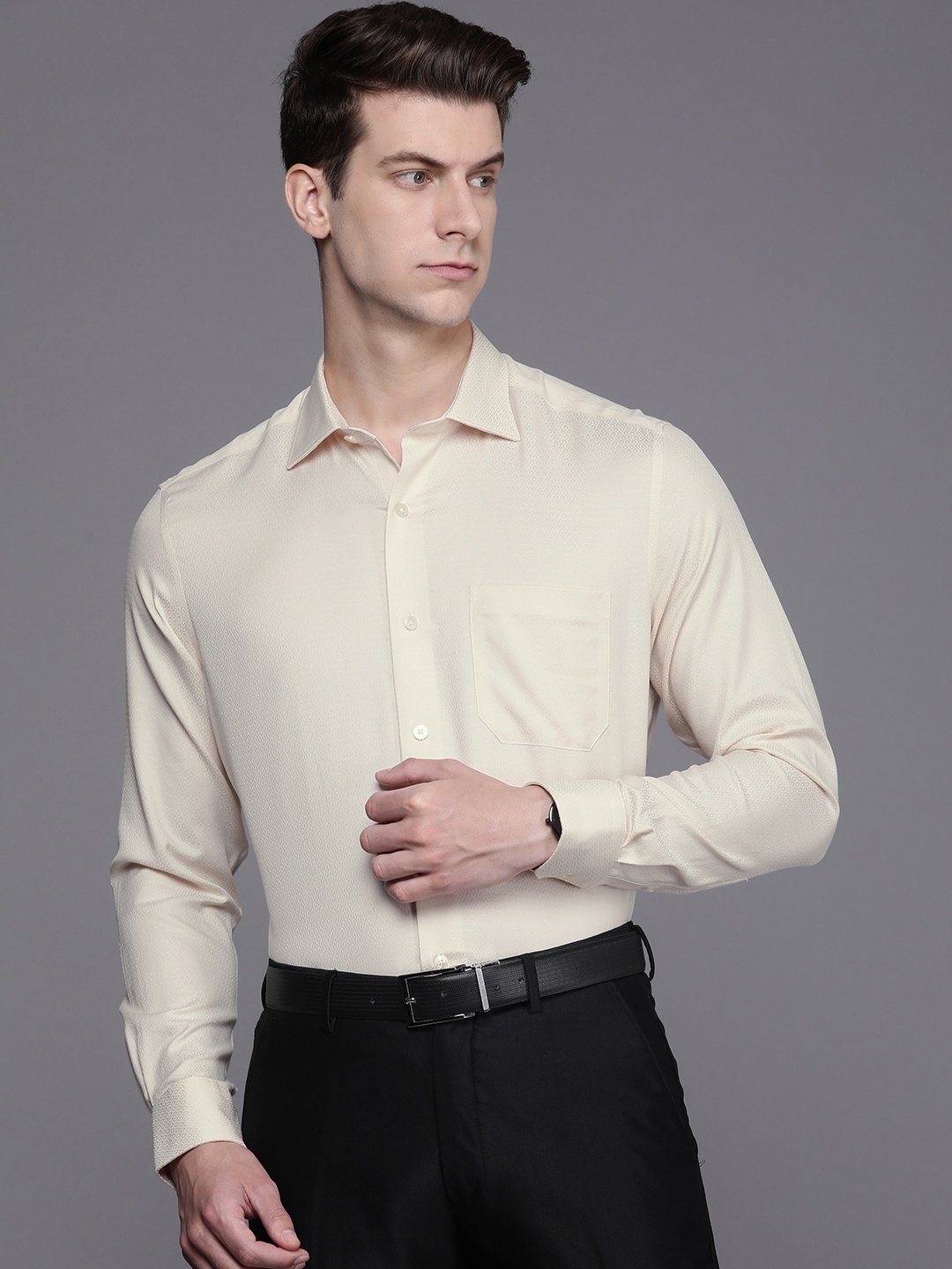 

Louis Philippe Men Pure Cotton Slim Fit Formal Shirt, Yellow