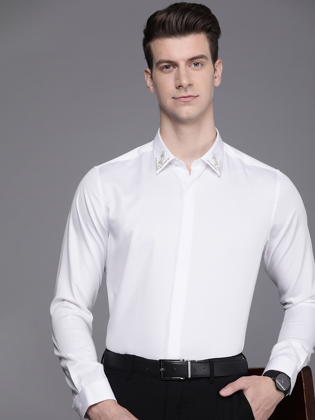 

Louis Philippe Pure Cotton Slim Fit Formal Shirt, White