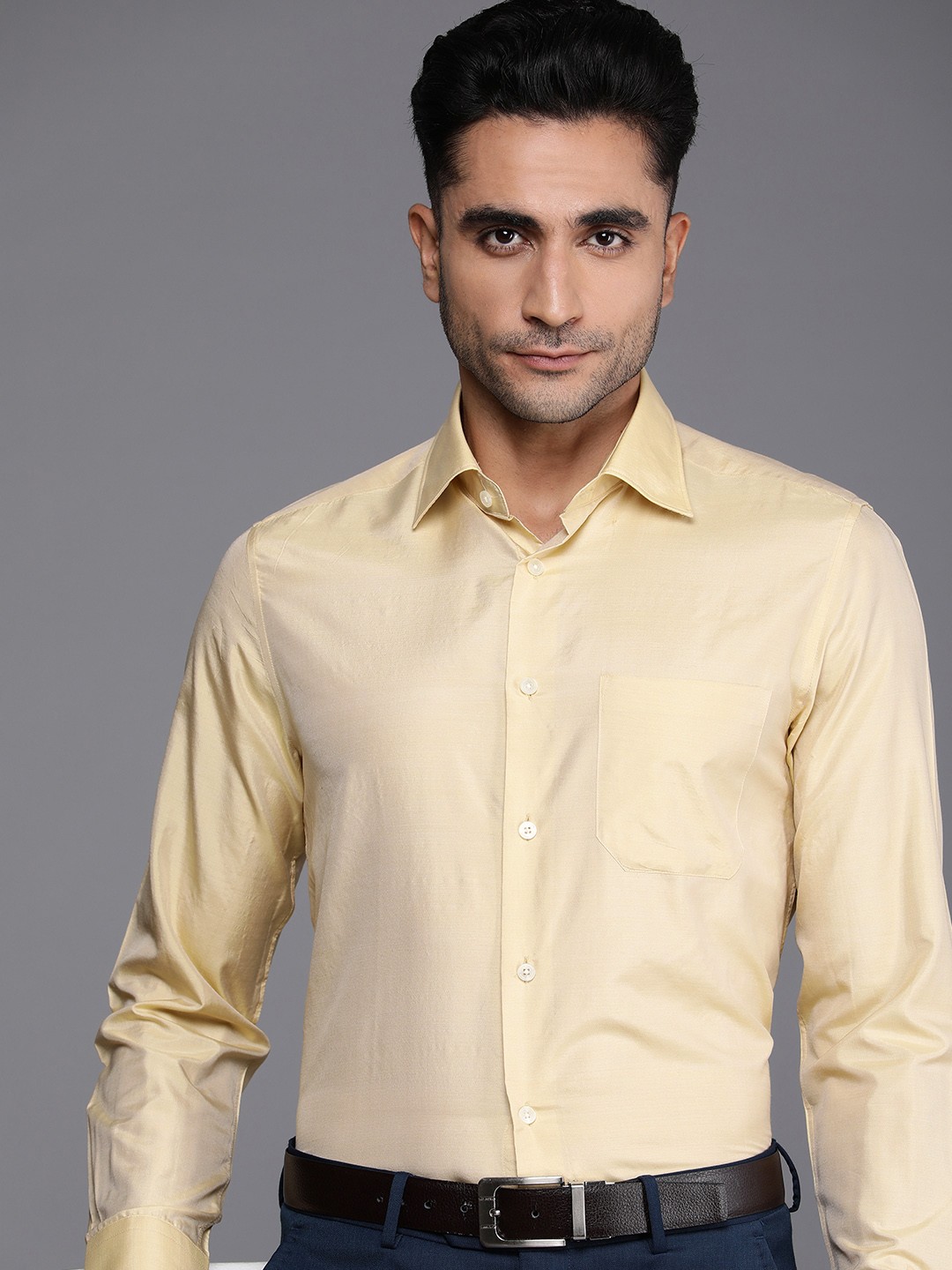 

Louis Philippe Men Classic Opaque Formal Shirt, Beige