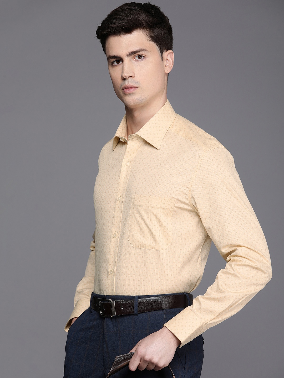 

Louis Philippe Men Classic Opaque Formal Shirt, Beige