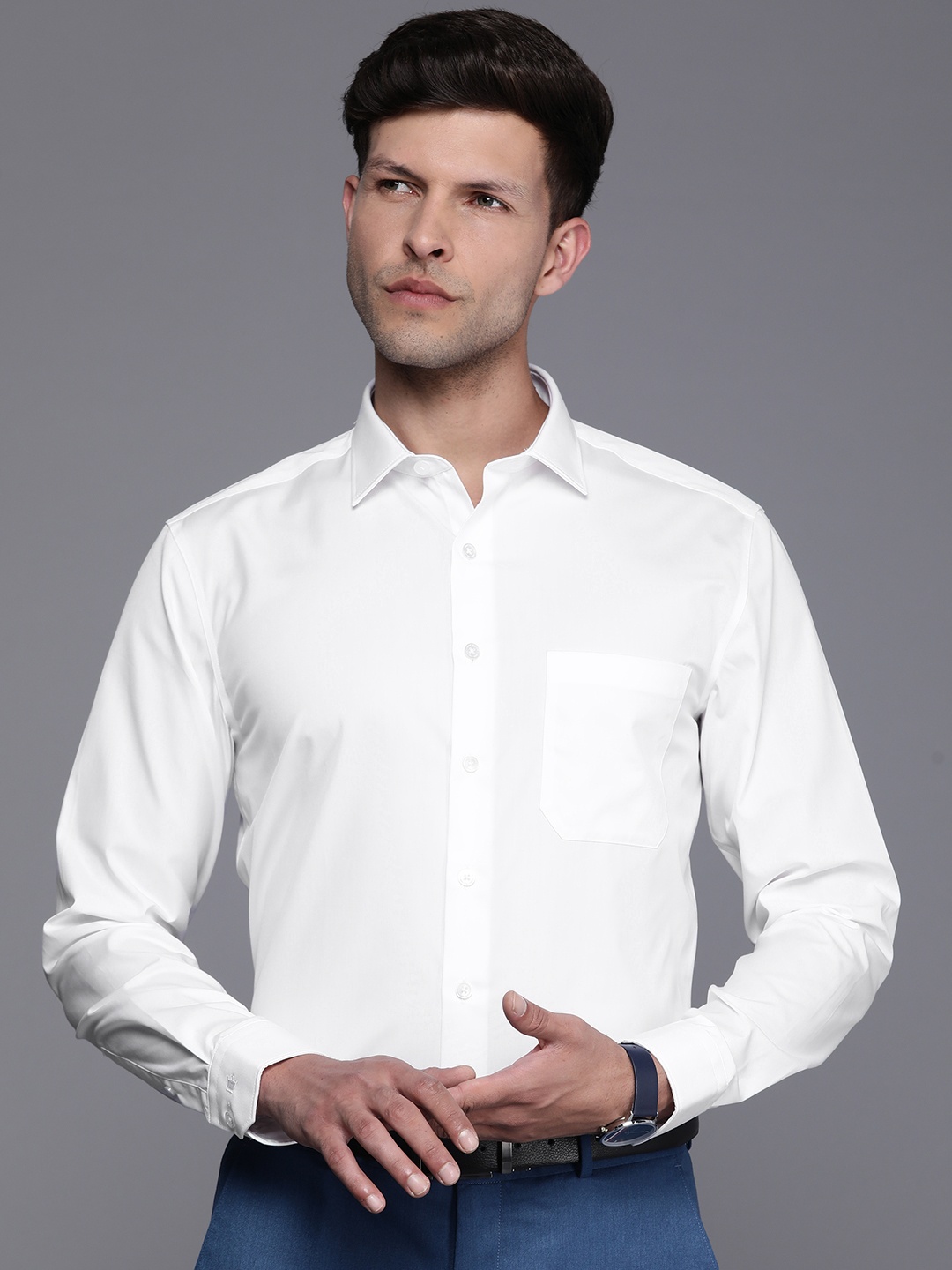 

Louis Philippe Men Slim Fit Pure Cotton Formal Shirt, Off white