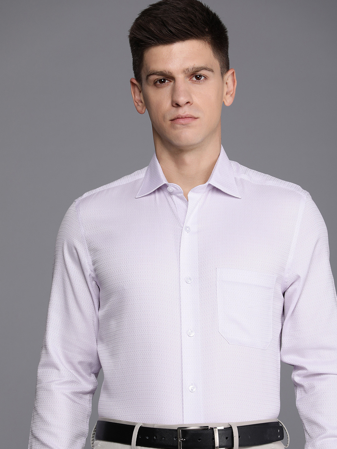 

Louis Philippe Self Design Classic Fit Pure Cotton Formal Shirt, Lavender