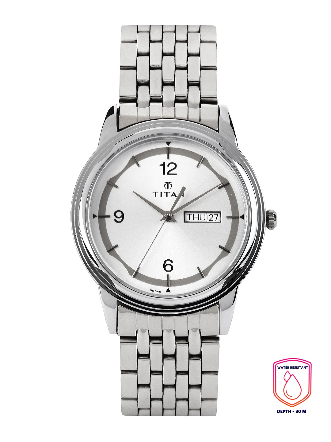 

Titan Men Silver-Toned Dial Watch 1638SM01