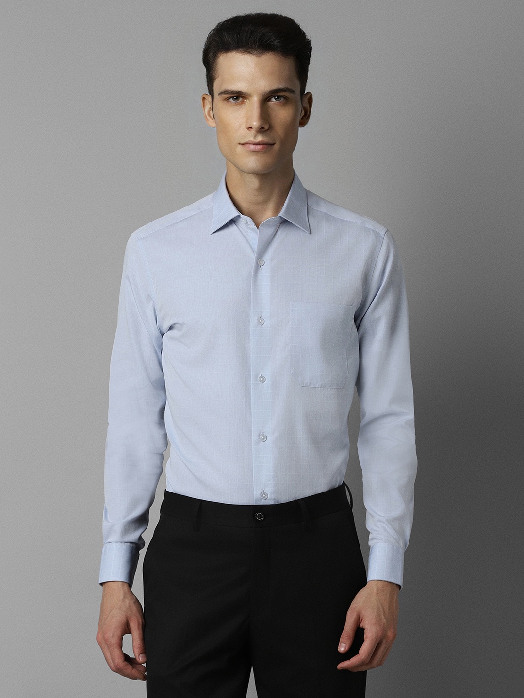 

Louis Philippe Men Classic Opaque Checked Formal Shirt, Blue