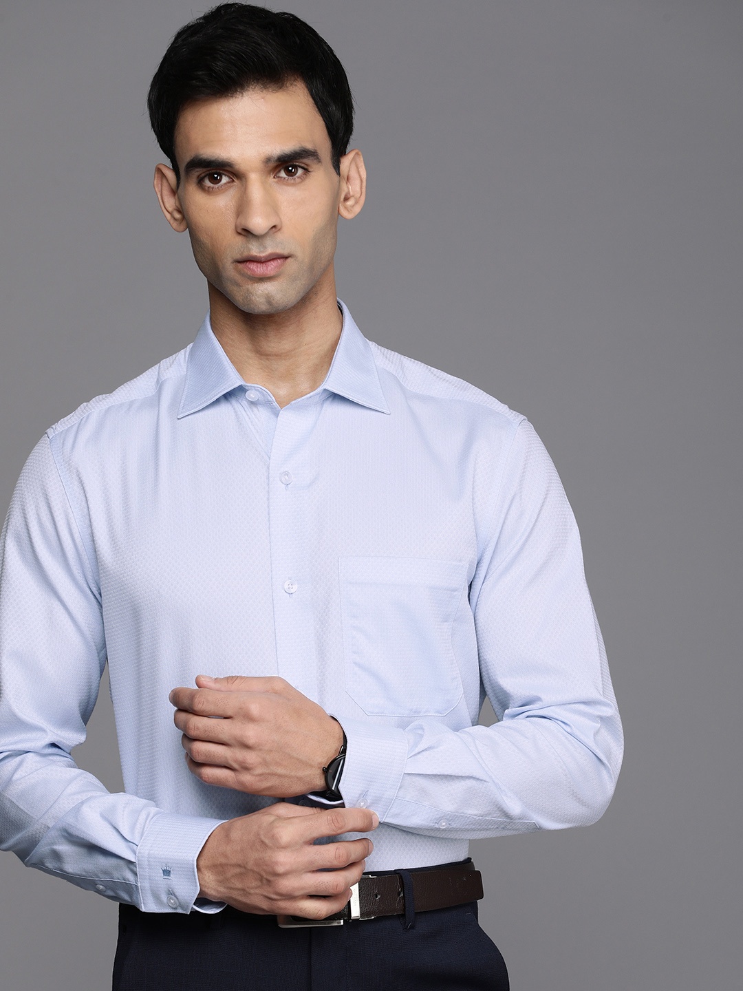 

Louis Philippe Pure Cotton Classic Opaque Formal Shirt, Blue
