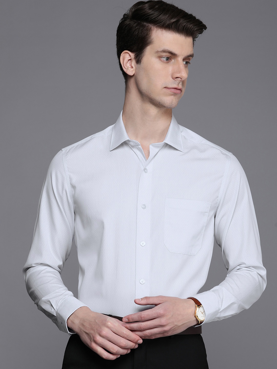 

Louis Philippe Self Design Classic Fit Pure Cotton Formal Shirt, White