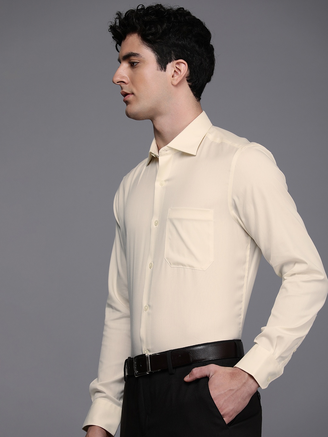 

Louis Philippe Pure Cotton Classic Fit Formal Shirt, Cream