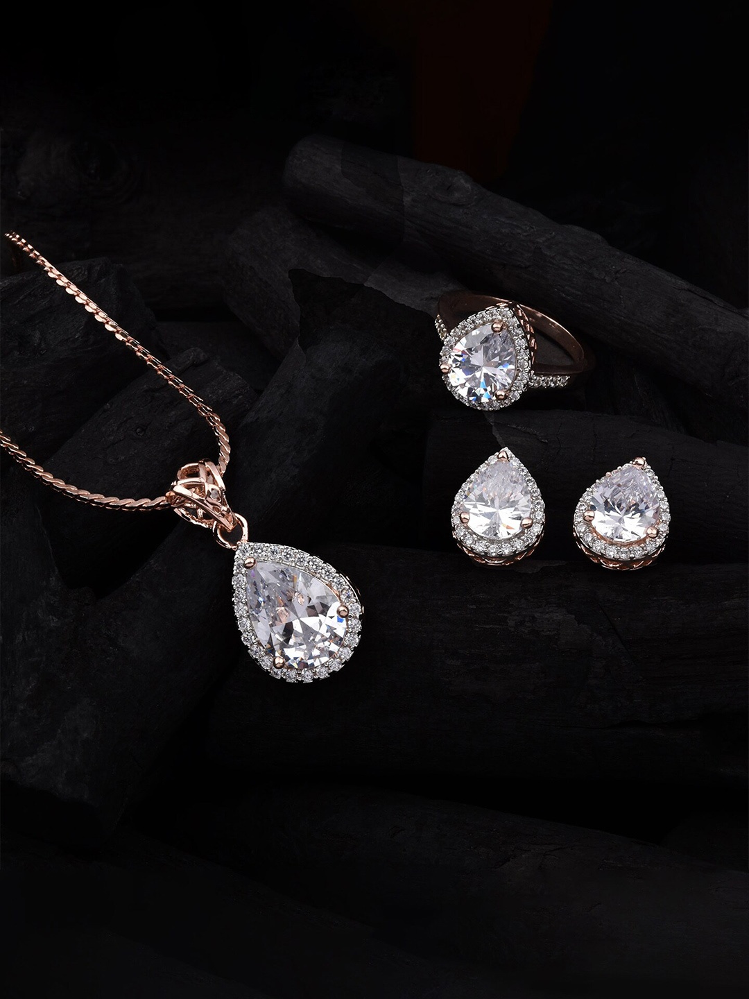 

Mirana Rose Gold-Plated CZ Studded Pendant Set