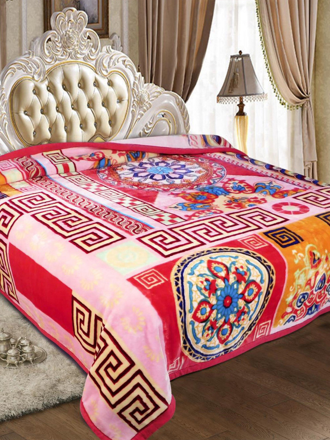 

Signature Red & Blue Flat Floral Polyester Heavy Winter Double Bed Blanket