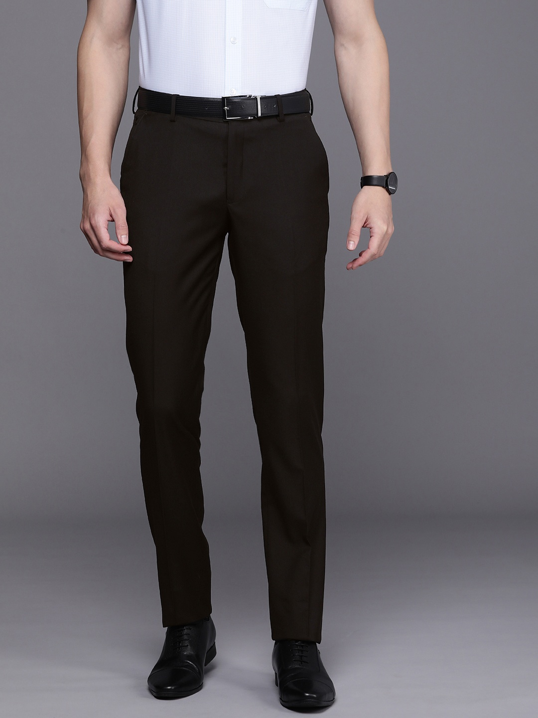 

Louis Philippe Men Slim Fit Formal Trousers, Brown