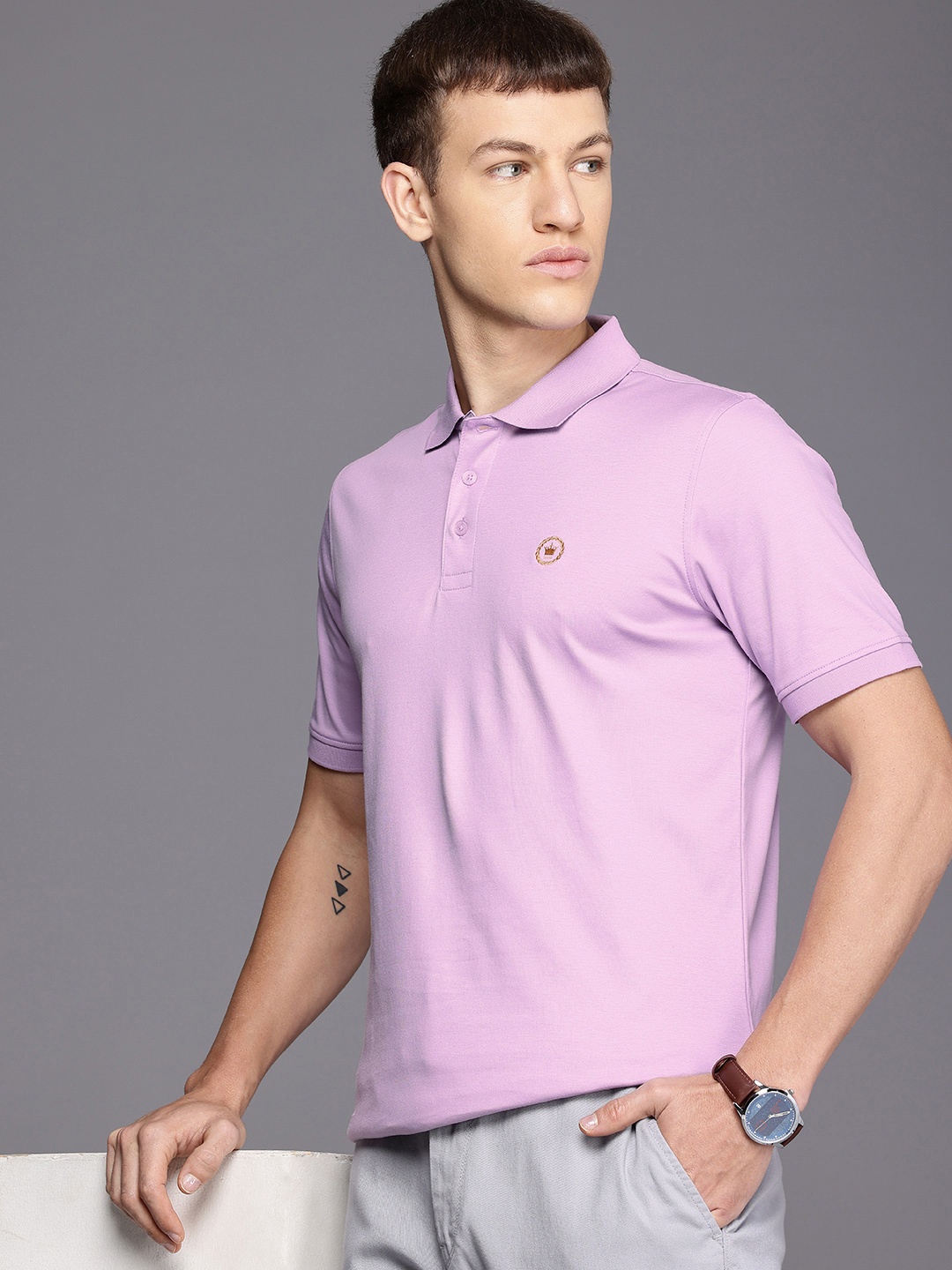 

Louis Philippe Polo Collar Pure Cotton T-shirt, Purple
