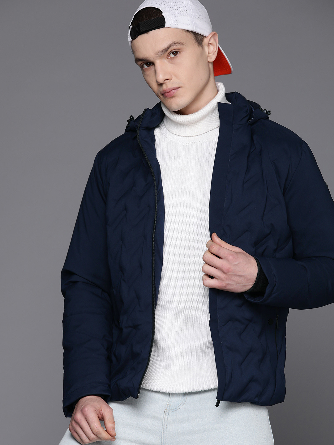

Louis Philippe Men Padded Jacket, Navy blue