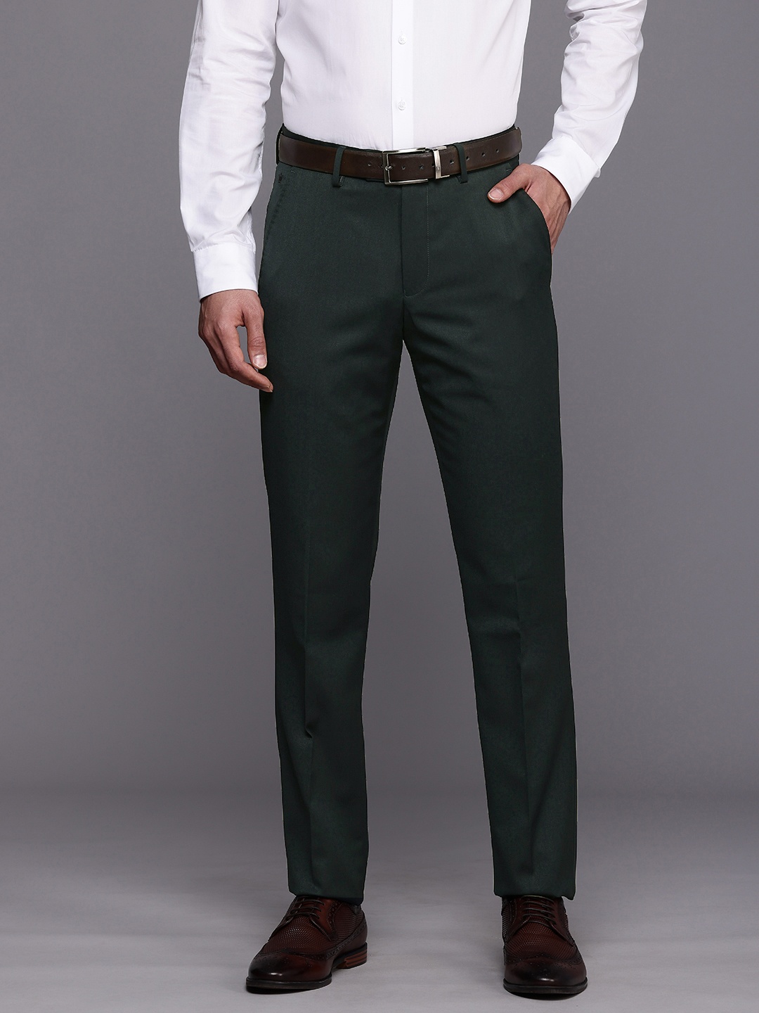 

Louis Philippe Men Slim Fit Formal Trousers, Teal