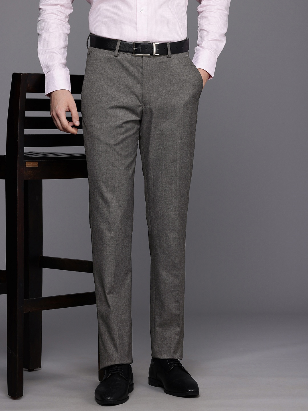 

Louis Philippe Men Slim Fit Formal Trousers, Grey