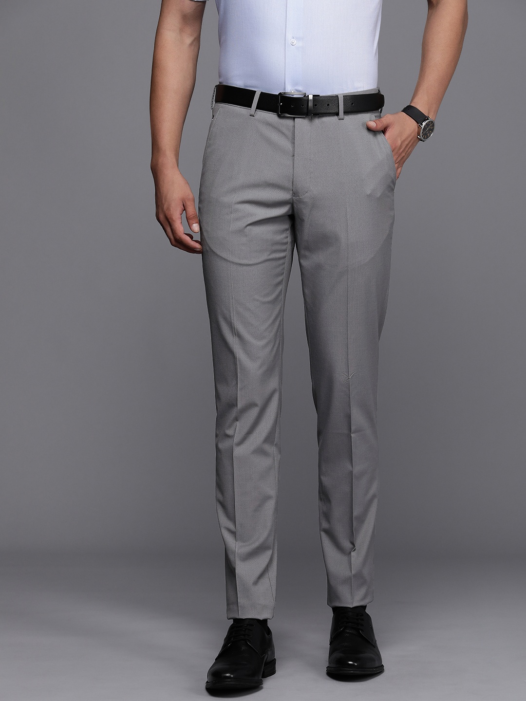 

Louis Philippe Men Super Slim Fit Formal Trousers, Grey