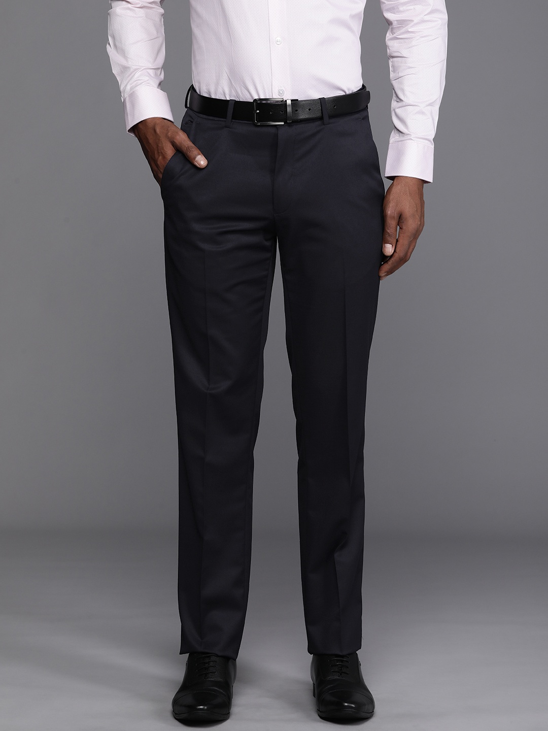 

Louis Philippe Men Trousers, Navy blue