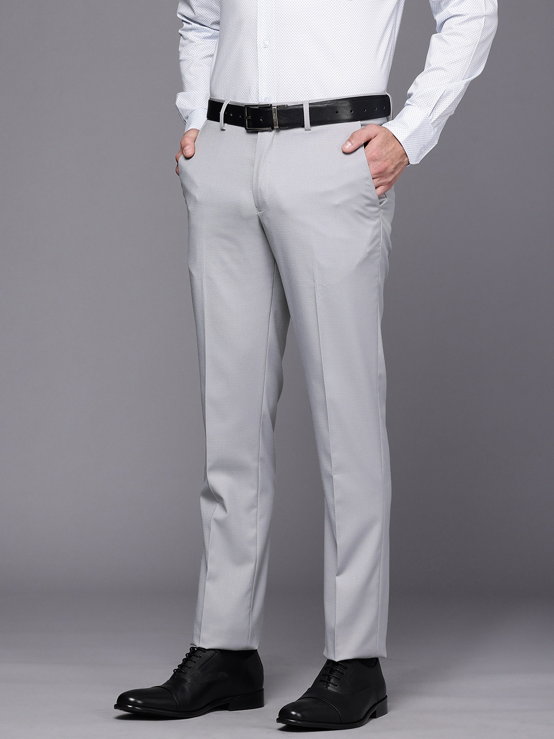

Louis Philippe Men Slim Fit Formal Trousers, Grey