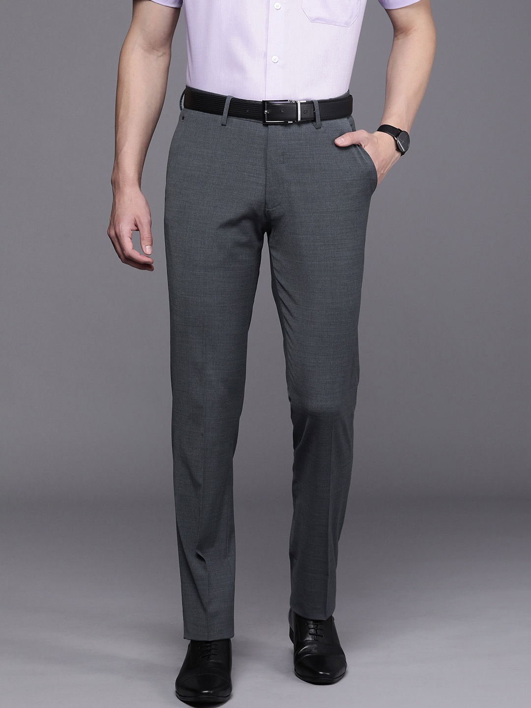 

Louis Philippe Men Slim Fit Trousers, Charcoal
