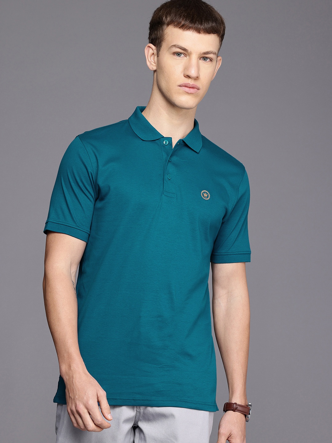 

Louis Philippe Polo Collar Pure Cotton T-shirt, Teal
