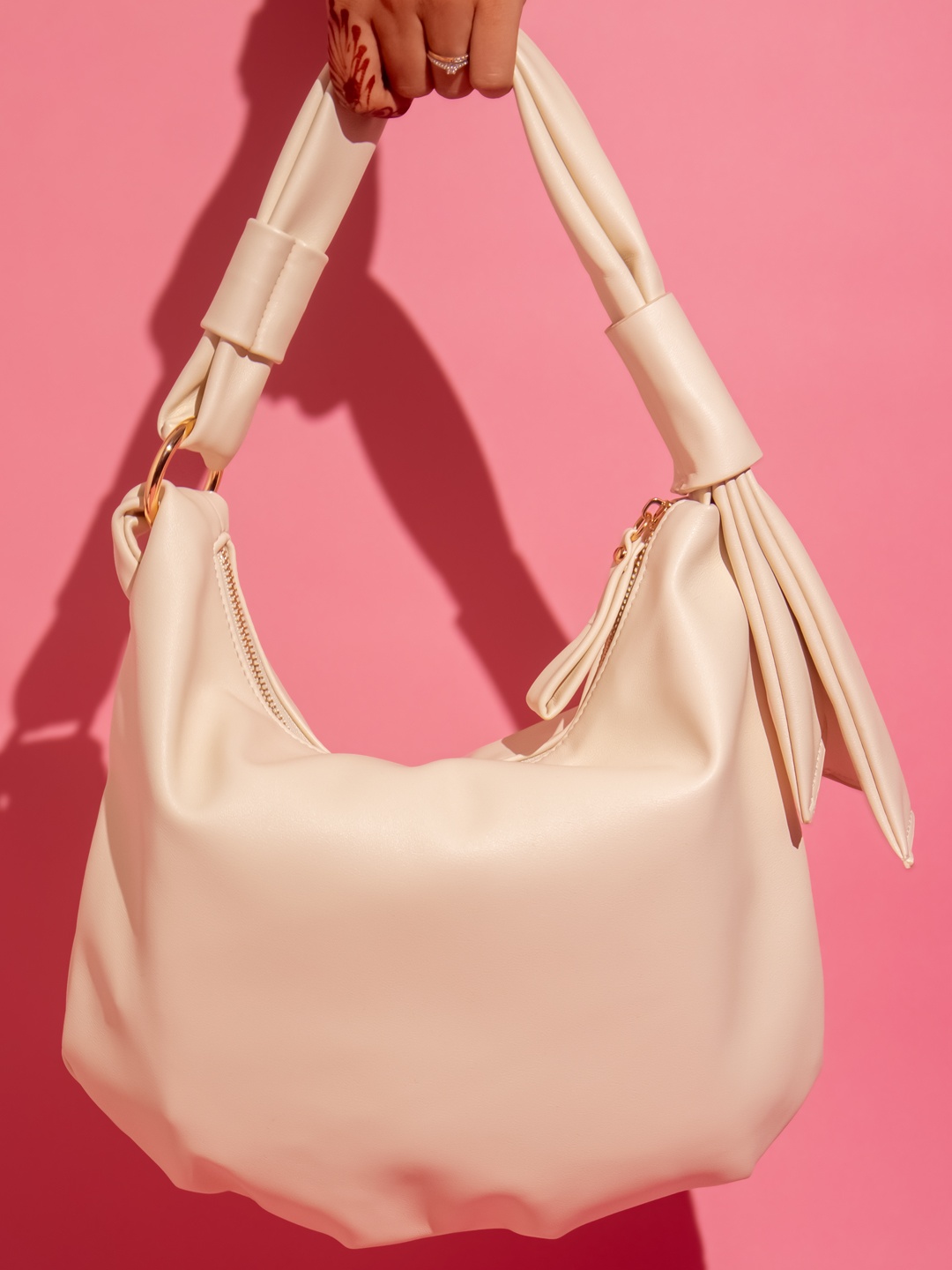 

Inc 5 Textured Structured Hobo Bag, Off white