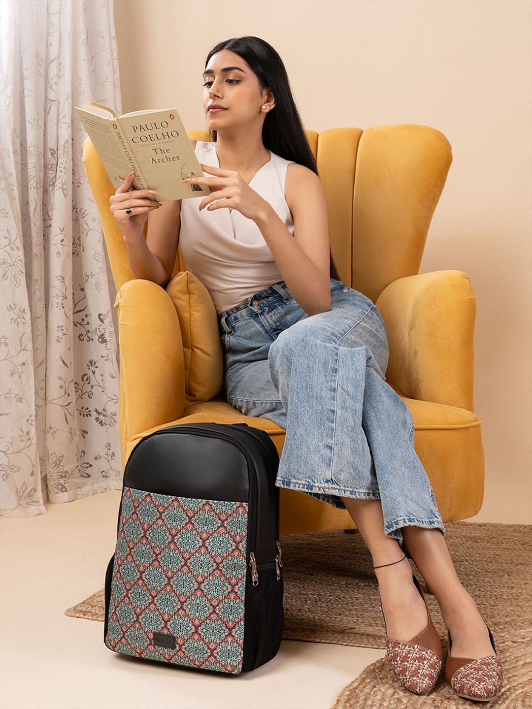 

ZOUK Kolkata Nouveau Printed Backpack, Green
