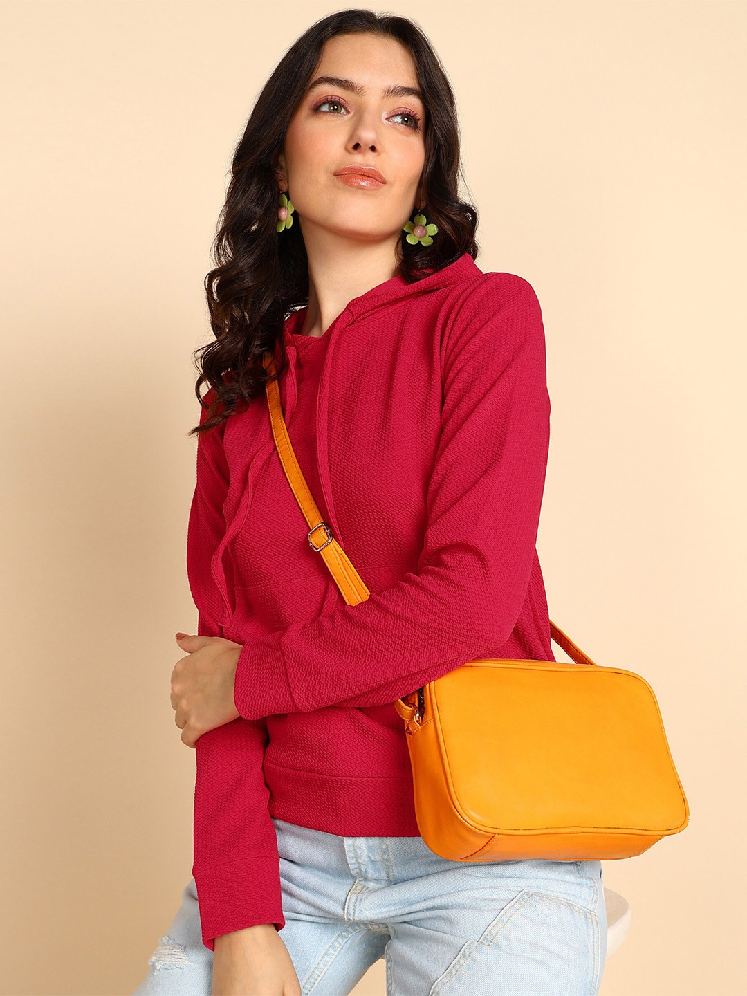 

Popwings Hooded Long Sleeves Pullover, Red
