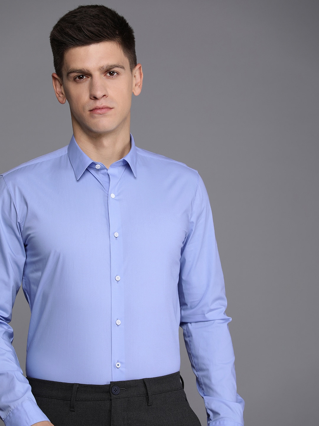

Louis Philippe Ath.Work Men Pure Cotton Super Slim Fit Casual Shirt, Blue