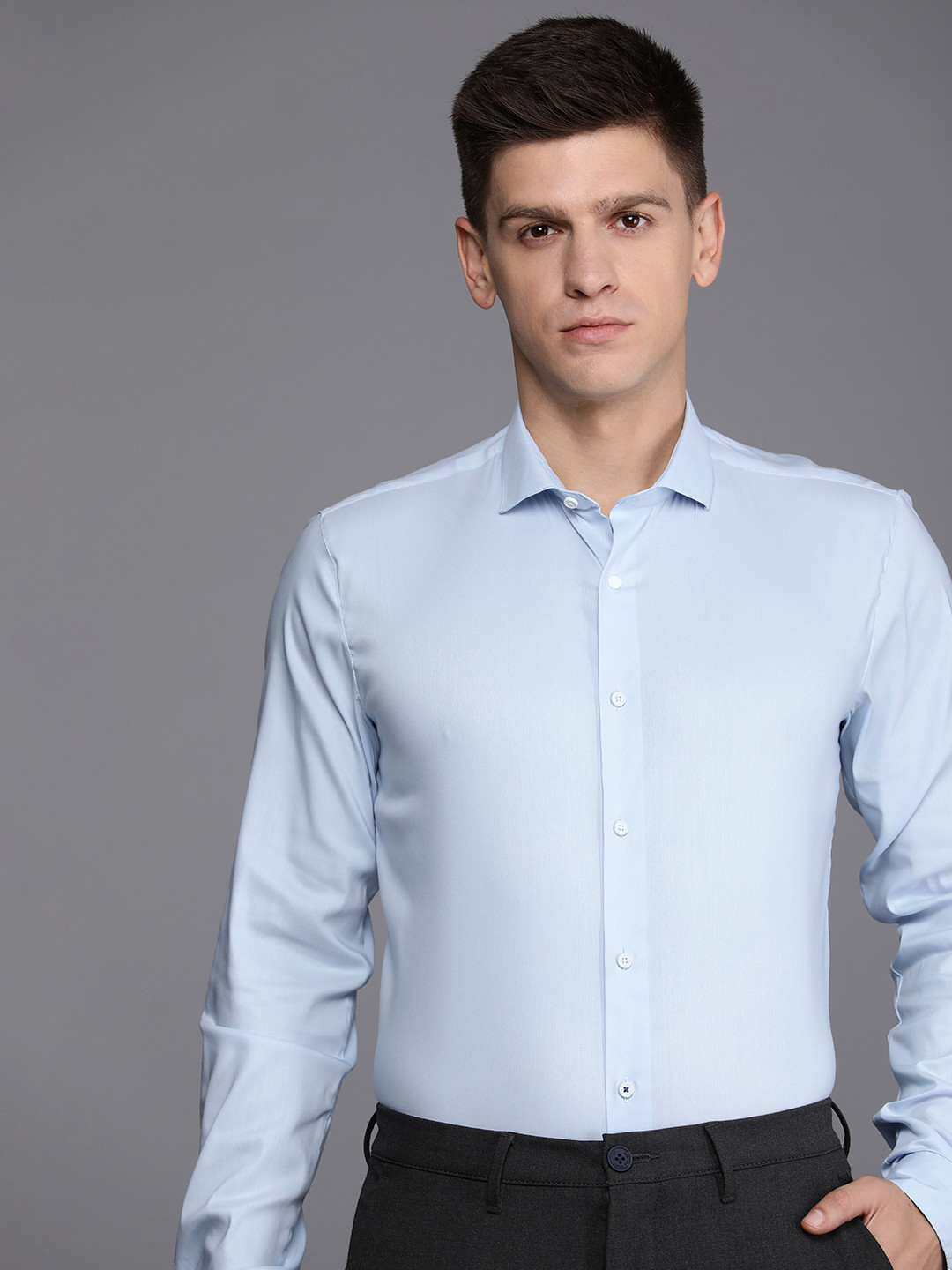 

Louis Philippe Ath.Work Men Super Slim Fit Formal Shirt, Blue
