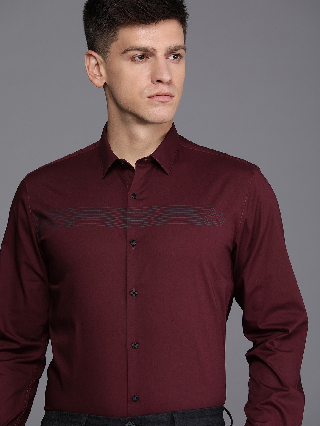 

Louis Philippe Ath.Work Super Slim Fit Opaque Formal Shirt, Maroon