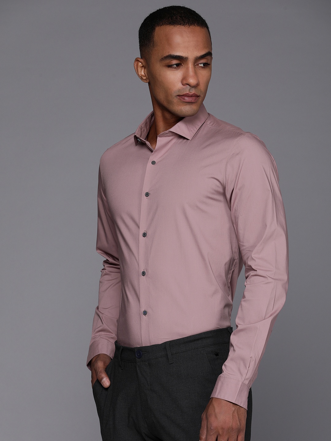 

Louis Philippe Ath.Work Super Slim Fit Opaque Formal Shirt, Mauve