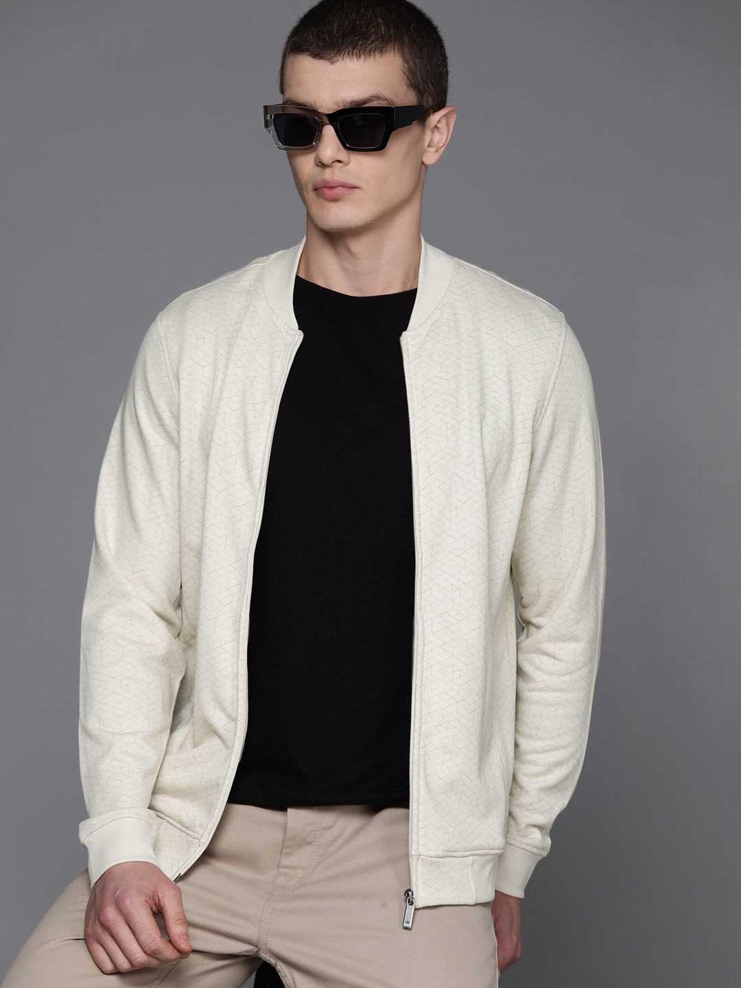 

Louis Philippe Ath.Work Men Printed Sweatshirt, Cream