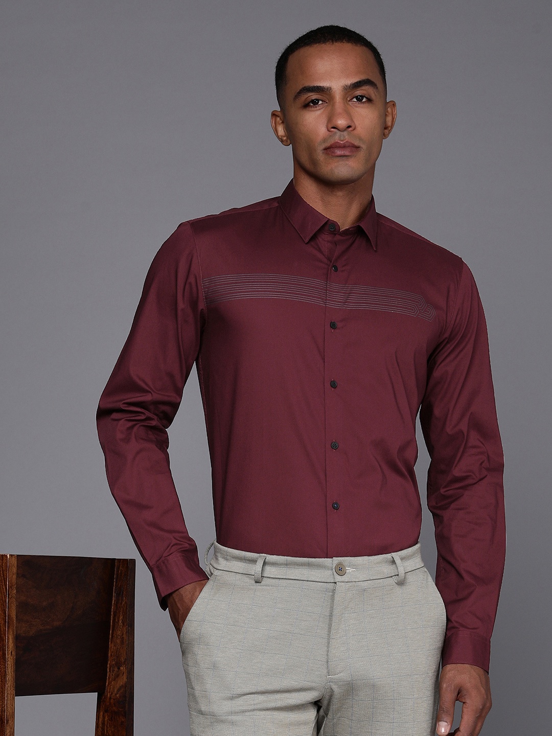 

Louis Philippe Ath.Work Super Slim Fit Opaque Formal Shirt, Maroon