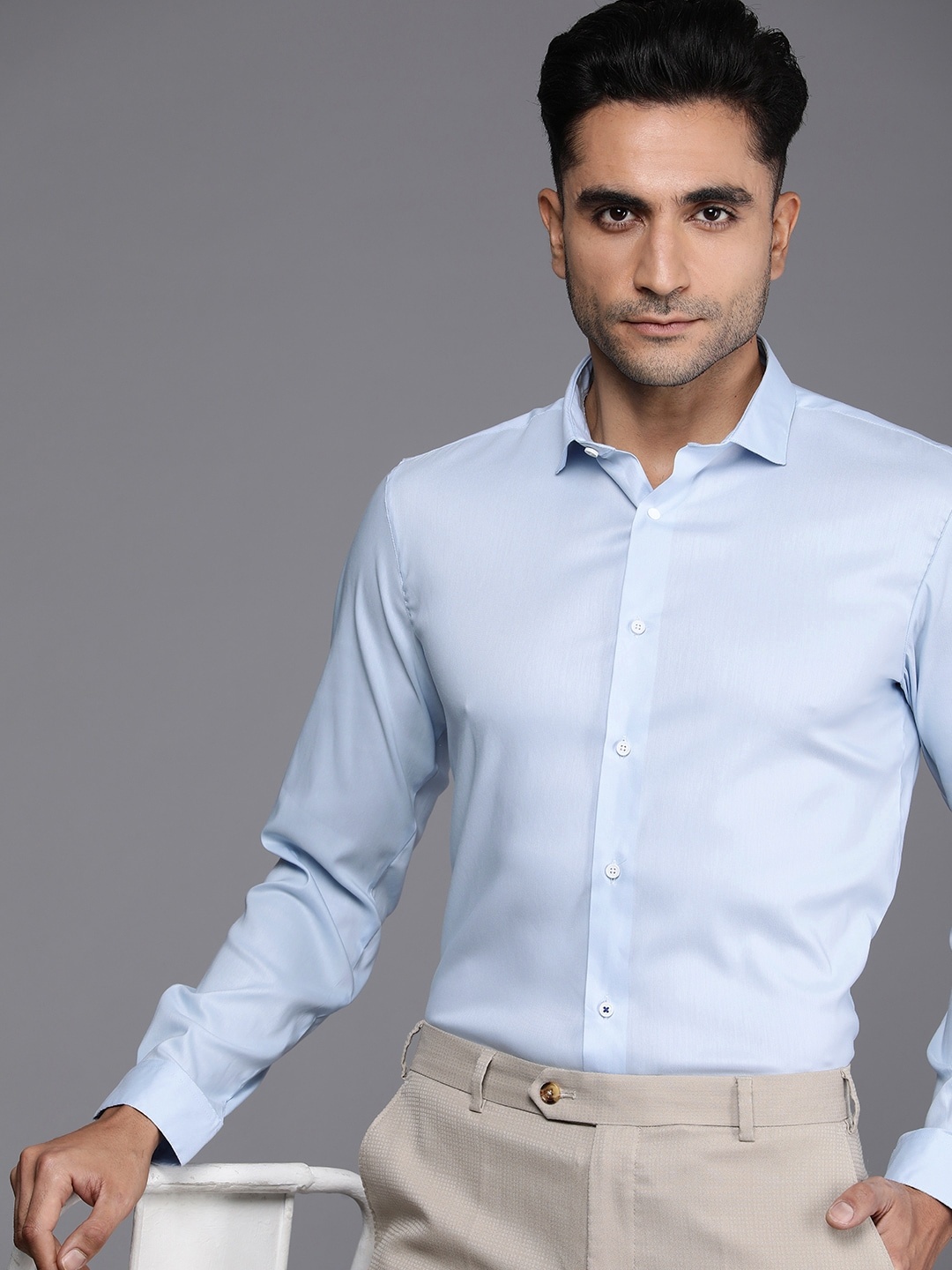 

Louis Philippe Ath.Work Super Slim Fit Opaque Semiformal Shirt, Blue