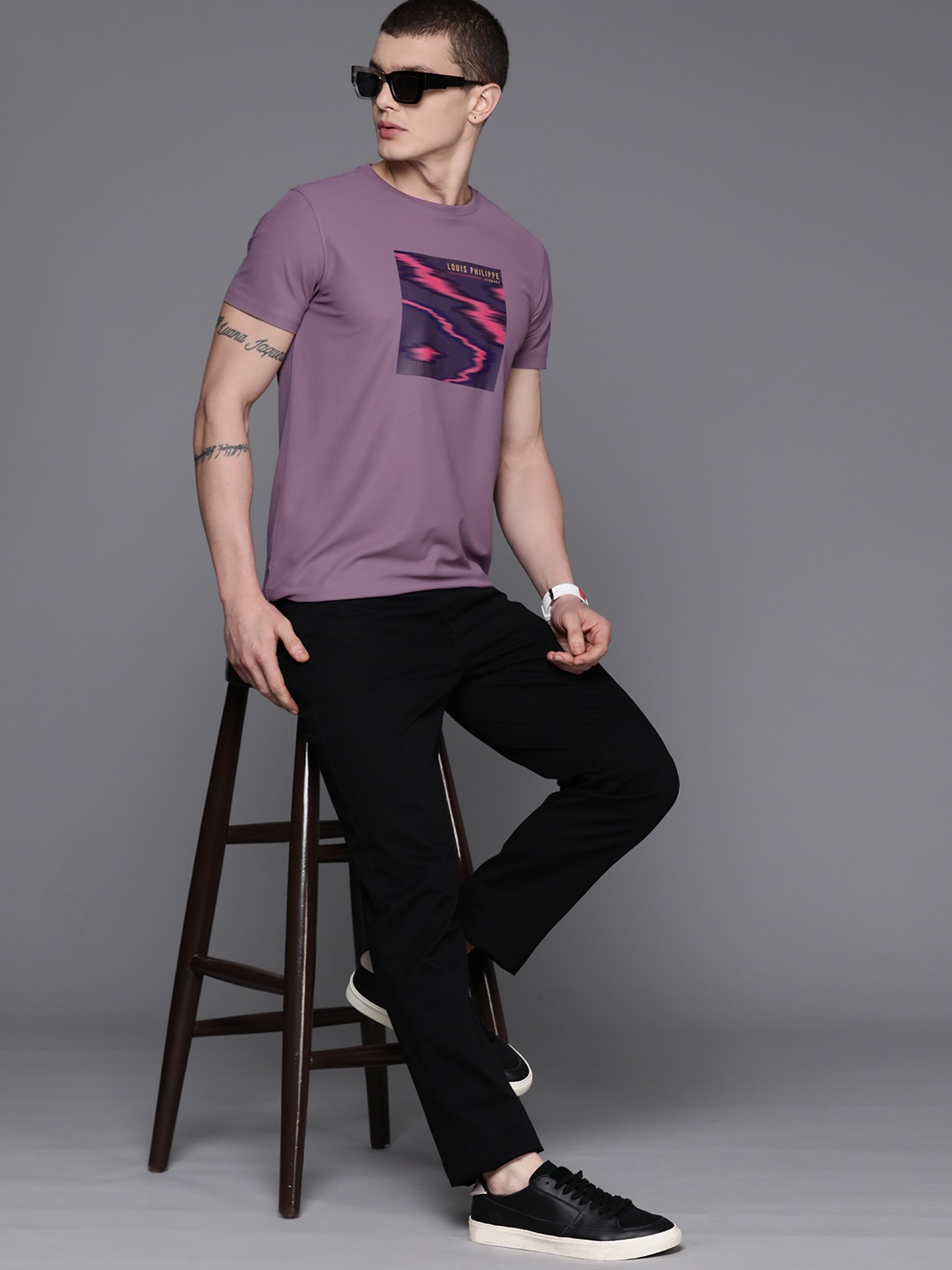 

Louis Philippe Ath.Work Printed Slim Fit T-shirt, Mauve