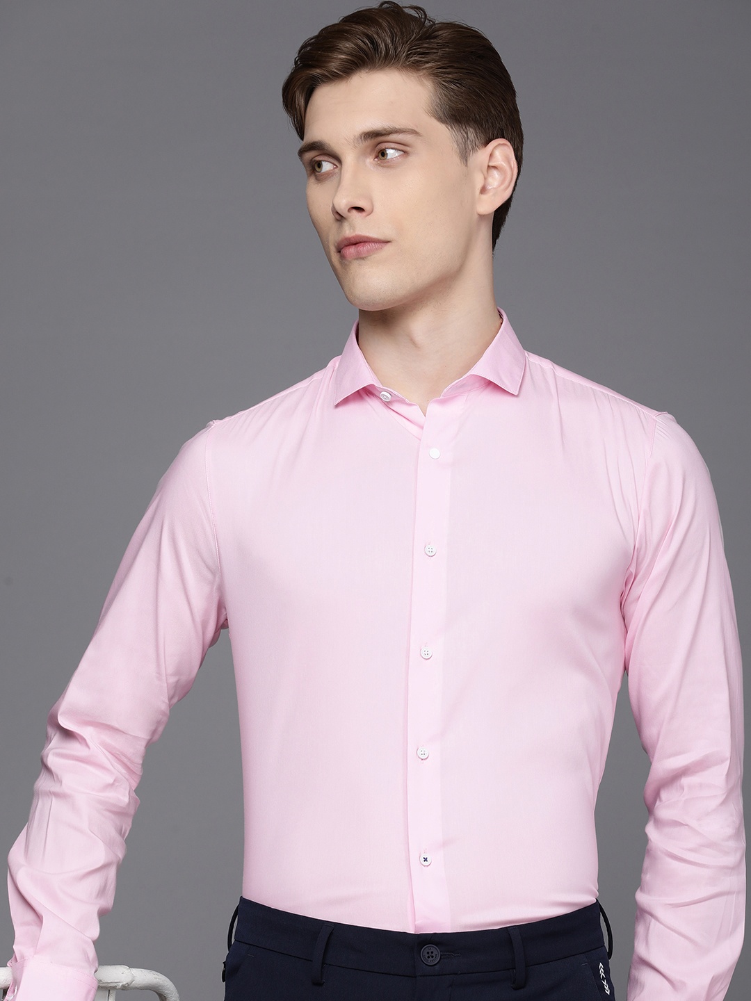 

Louis Philippe Ath.Work Men Super Slim Fit Opaque Formal Shirt, Pink