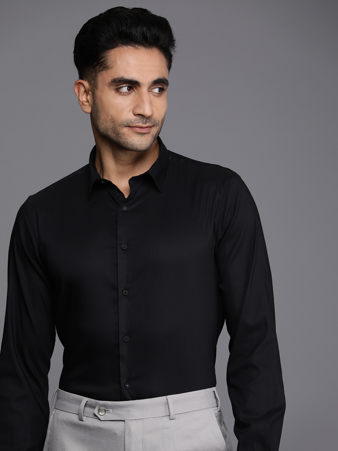 

Louis Philippe Ath.Work Men Super Slim Fit Formal Shirt, Black