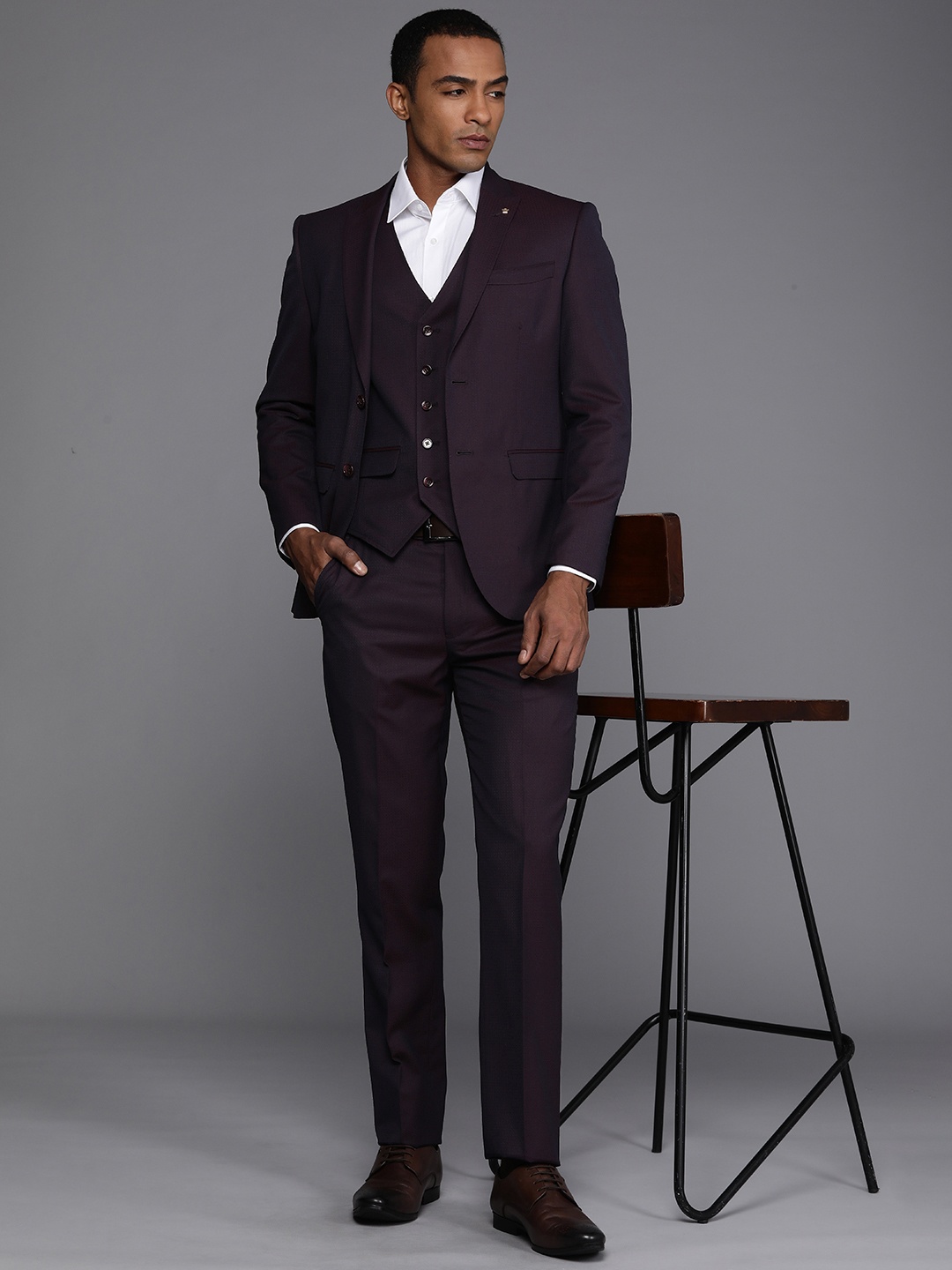 

Louis Philippe Men Slim Fit 3-Piece Set, Burgundy