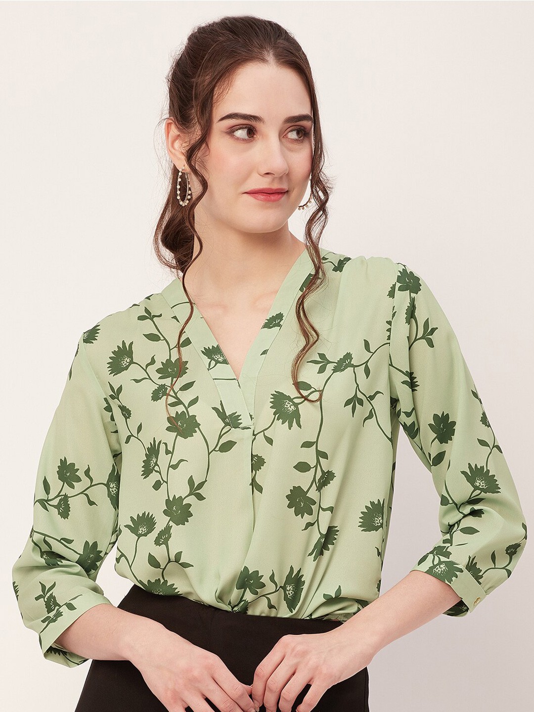 

Moomaya Floral Printed Casual Shirt, Green