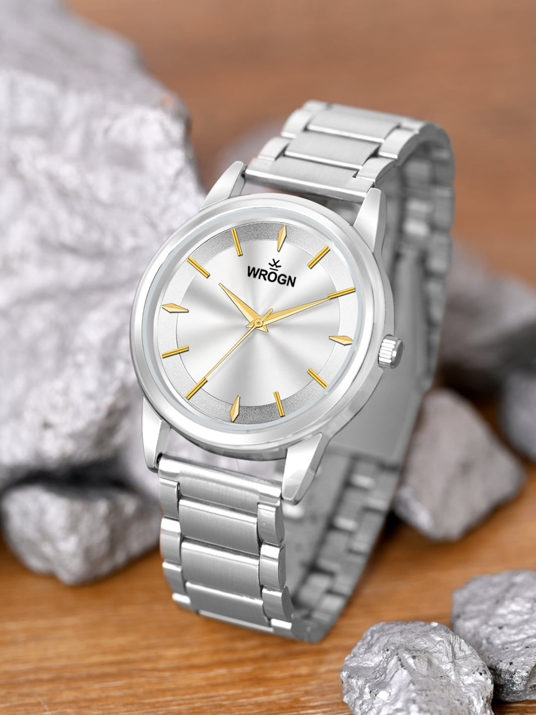 

WROGN Men Stainless Steel Bracelet Style Straps Analogue Watch HOBWRG0421, White