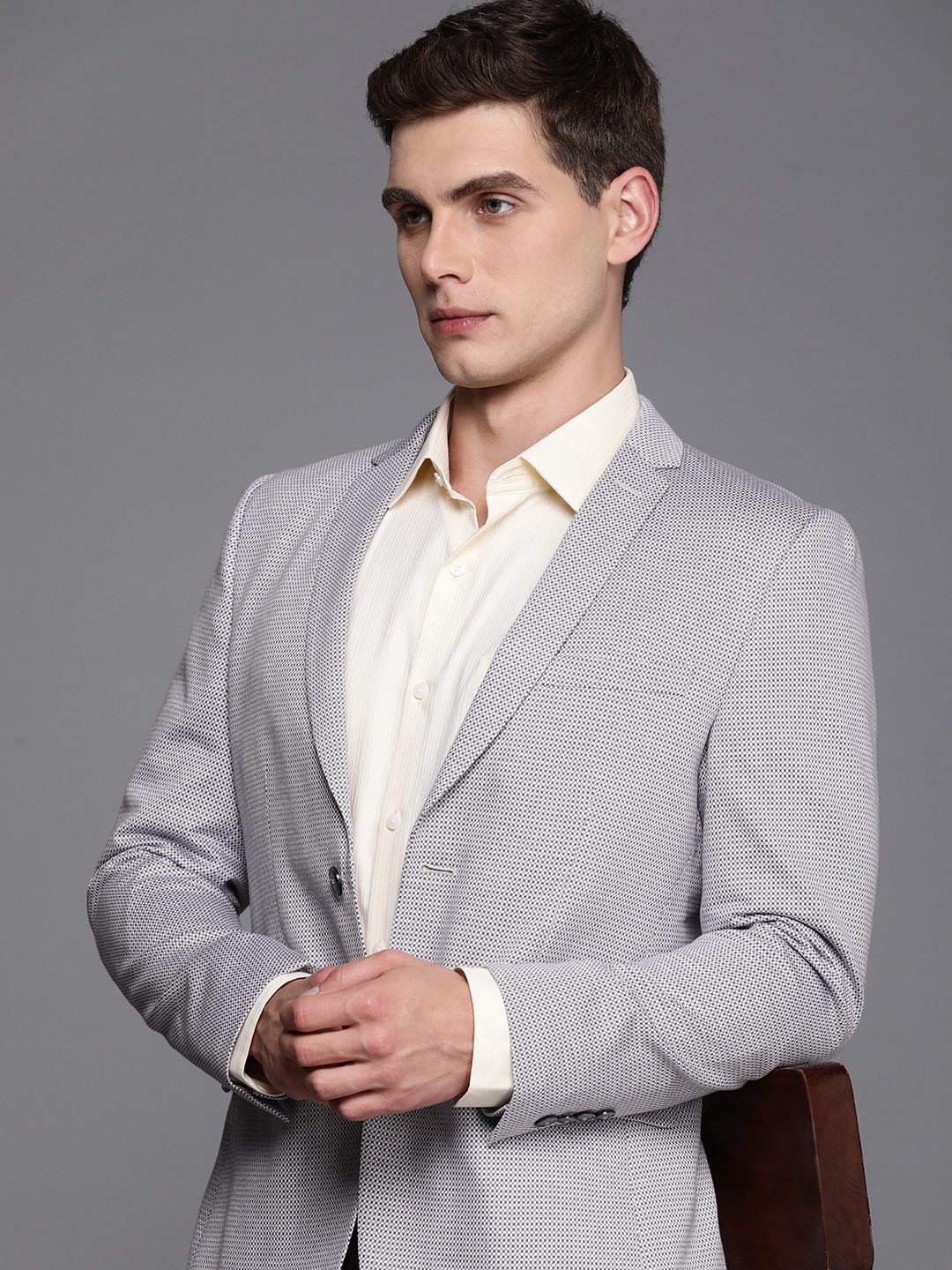 

Louis Philippe Sport Men Pure Cotton Super Slim Fit Blazer, Grey