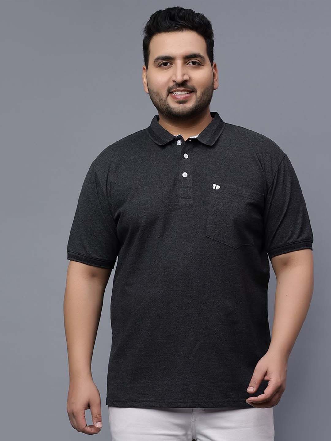 

Toodle Plus Size Polo Collar Cotton T-shirt, Charcoal