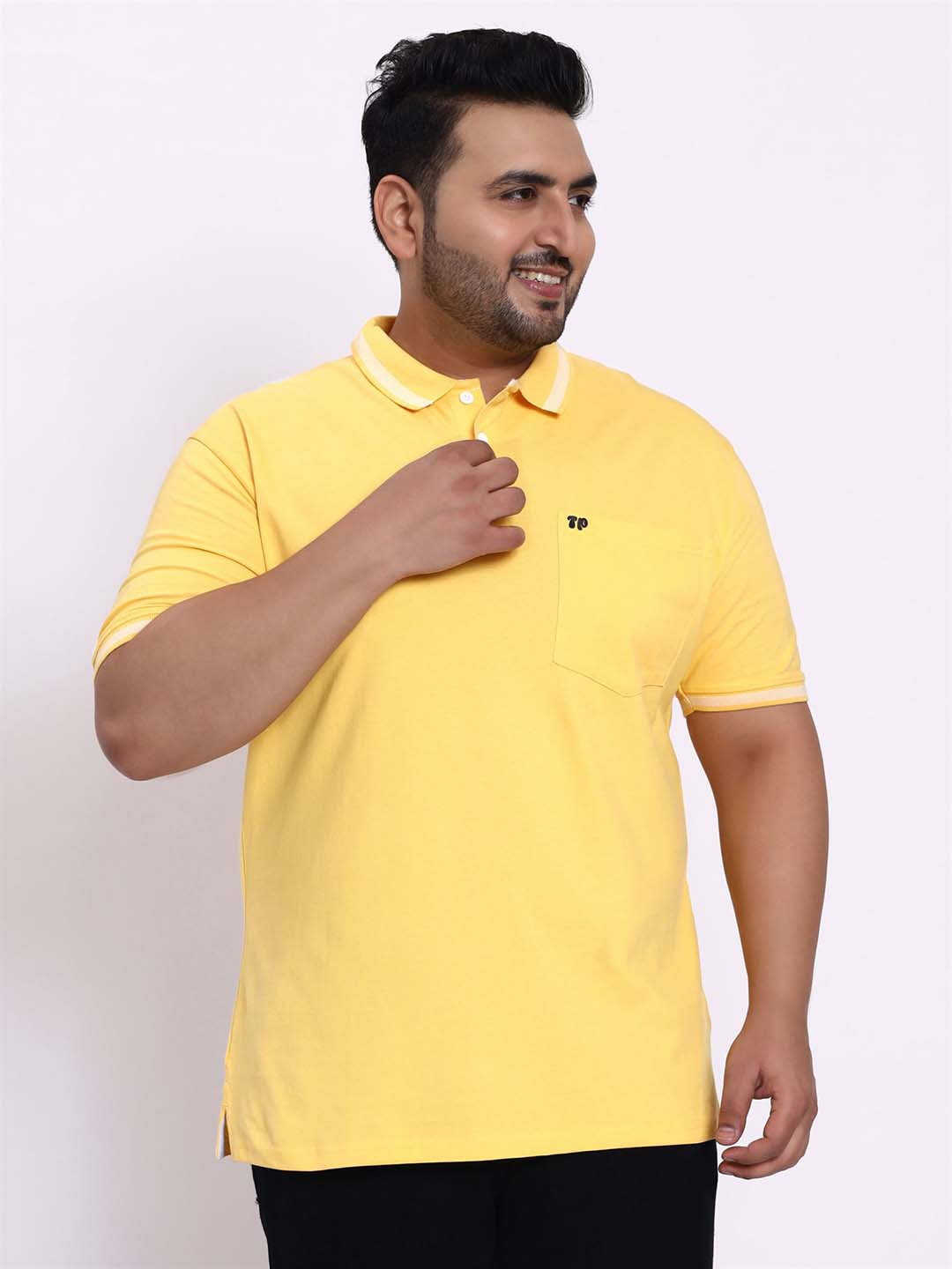 

Toodle Plus Size Polo Collar Cotton T-Shirt, Yellow