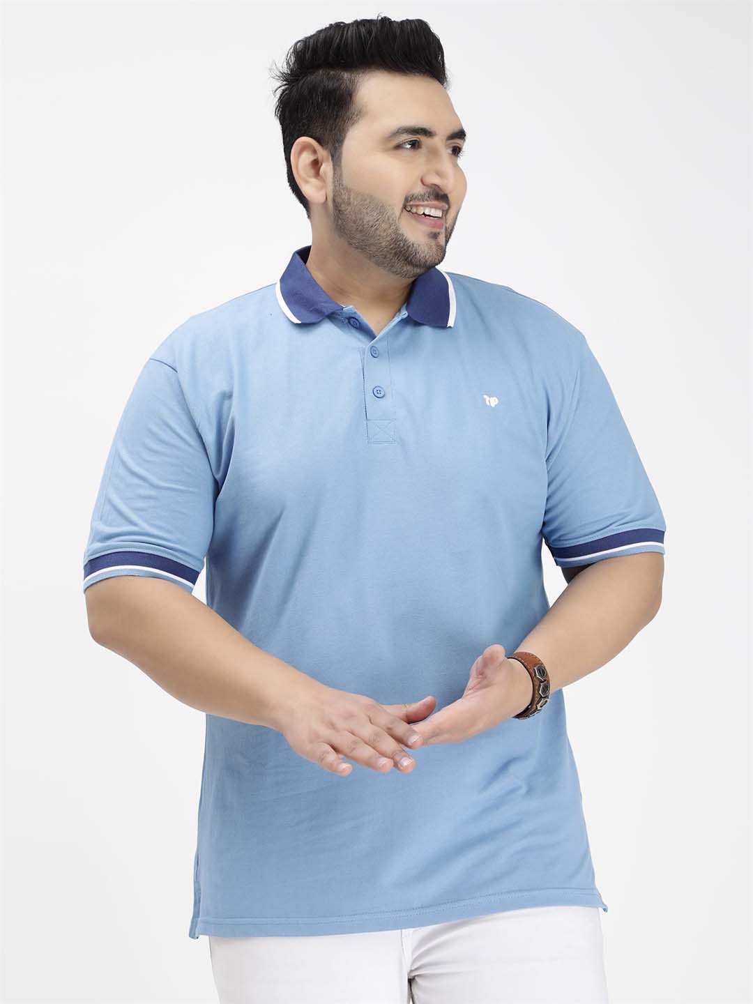 

Toodle Plus Size Polo Collar Cotton T-shirt, Blue