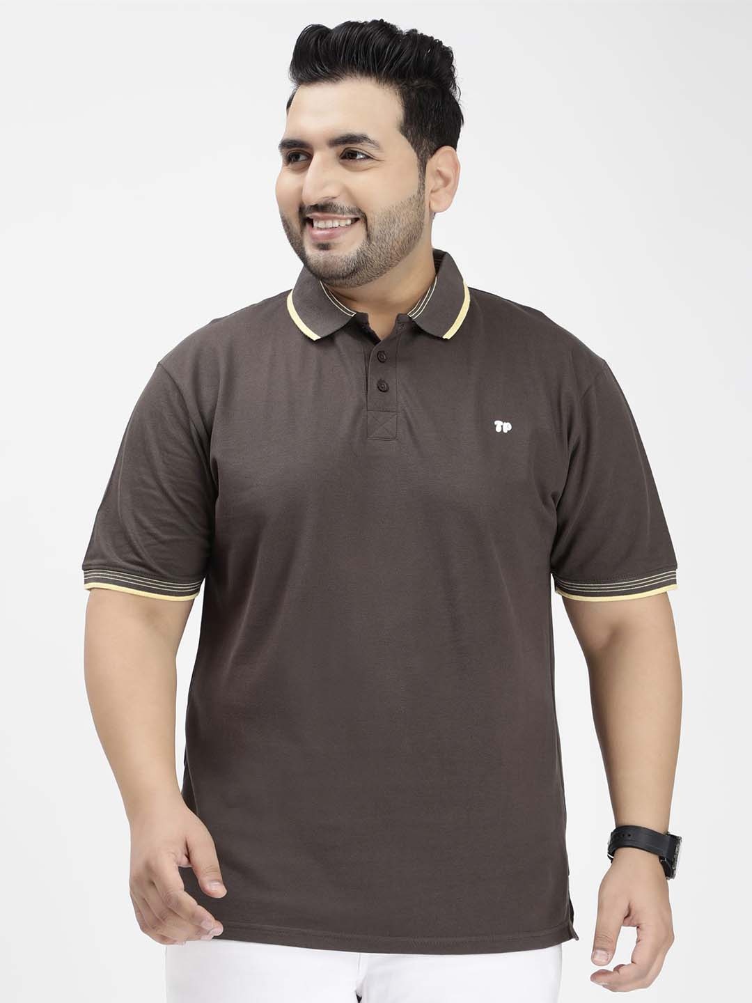 

Toodle Plus Size Polo Collar Cotton T-shirt, Grey