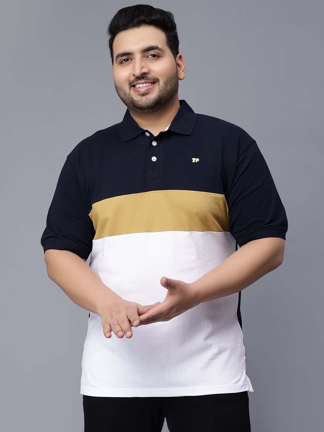 

Toodle Plus Plus Size Colourblocked Polo Collar T-shirt, Black