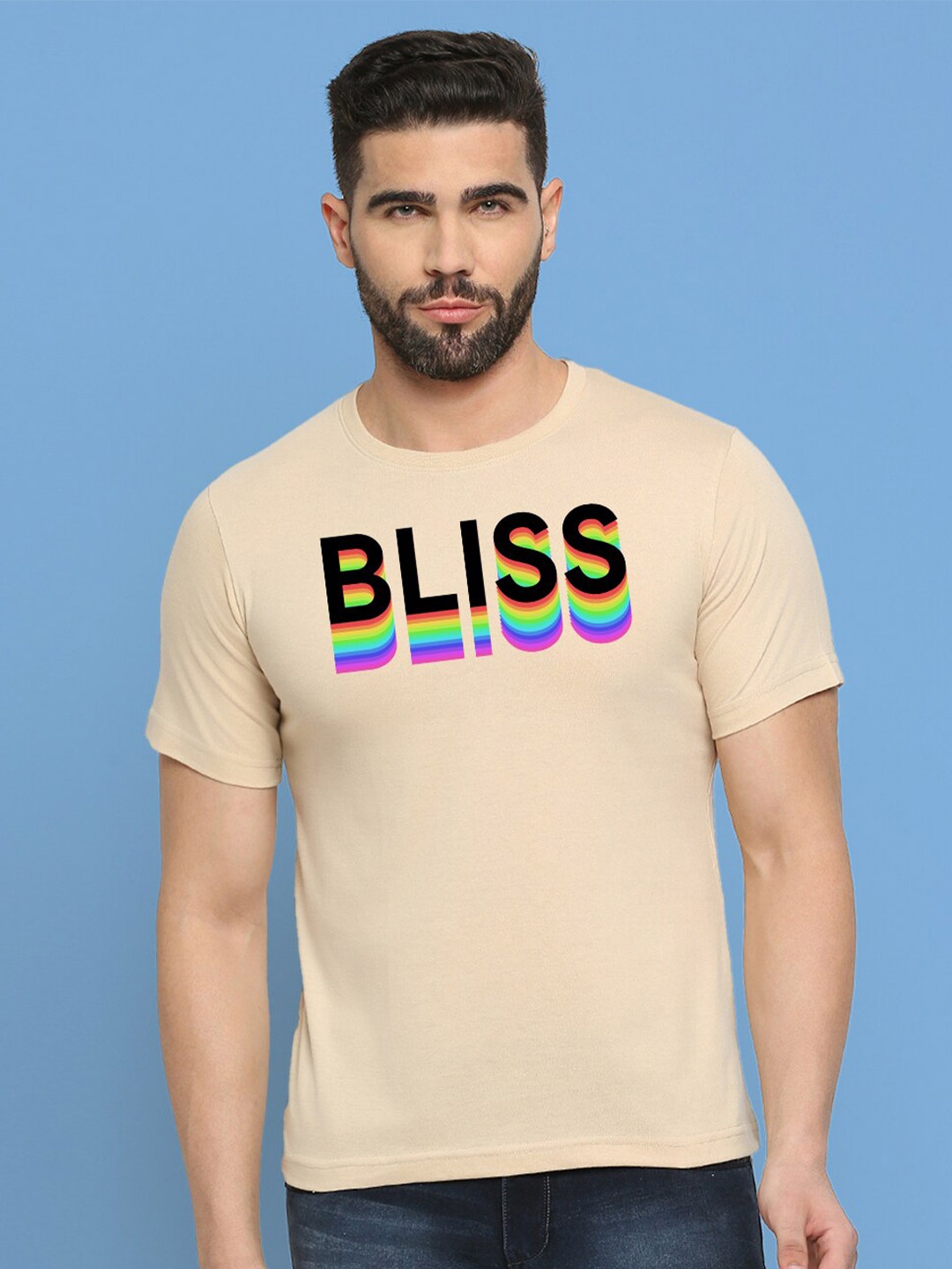 

MOD ECRU Typography Printed Cotton T-Shirt, Cream