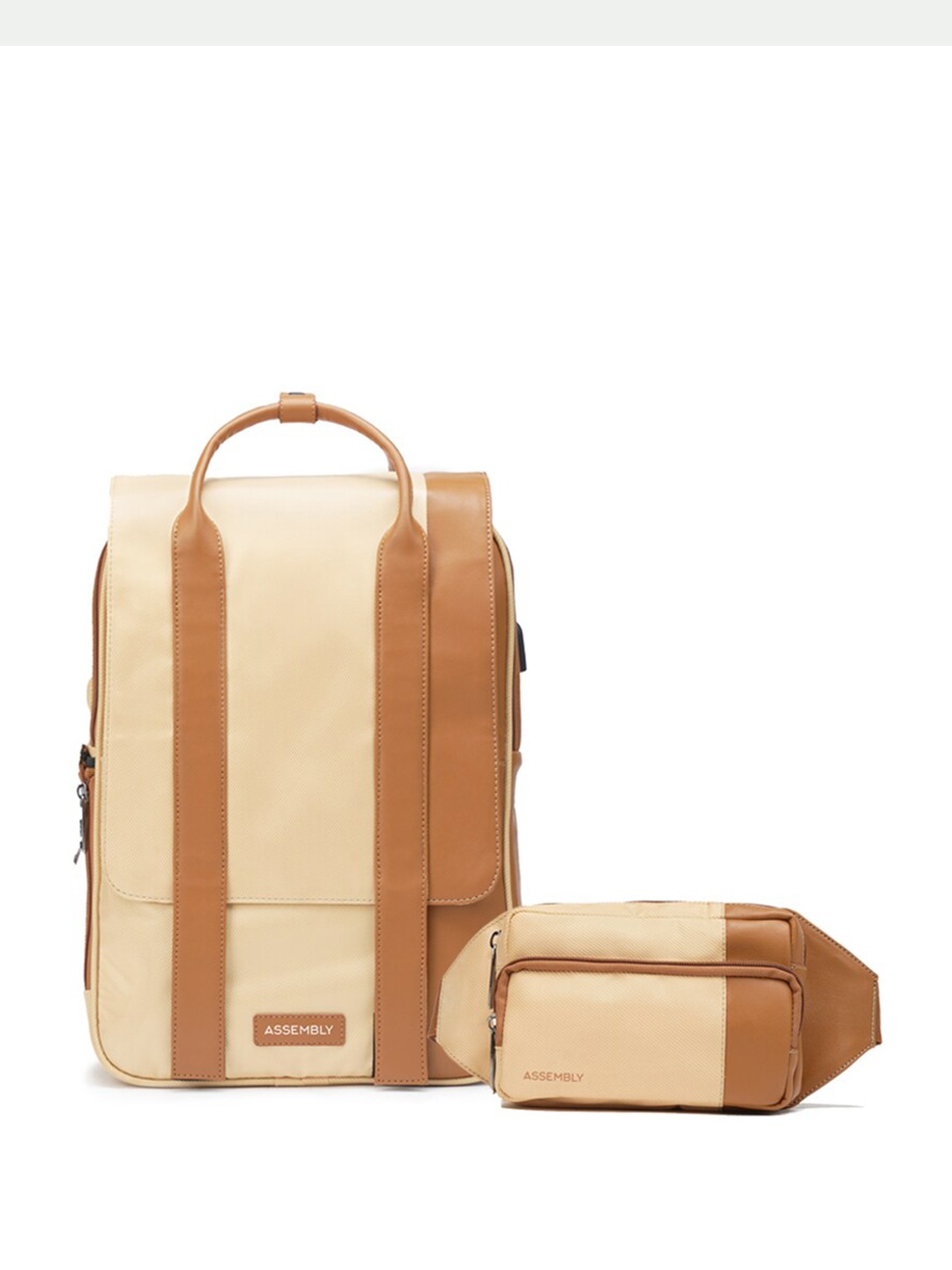 

Assembly Unisex Water Resistance Backpack With USB Charging Port Up To 15 Inch, Beige