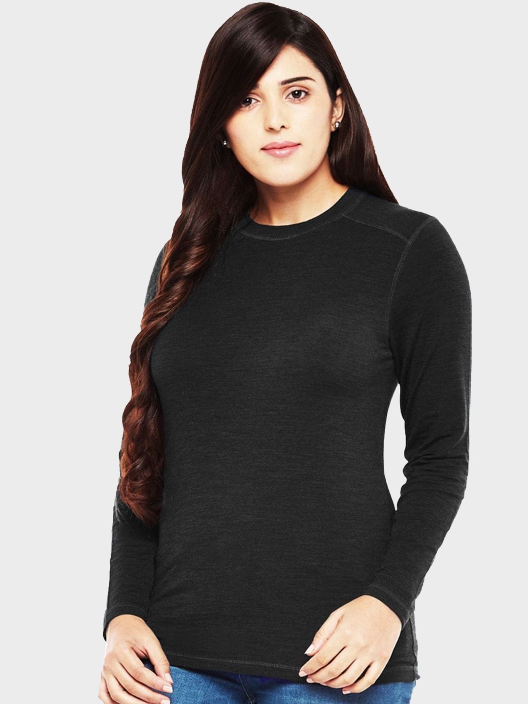 

Kosha Women Merino Wool & Bamboo Lightweight Thermal Top, Black