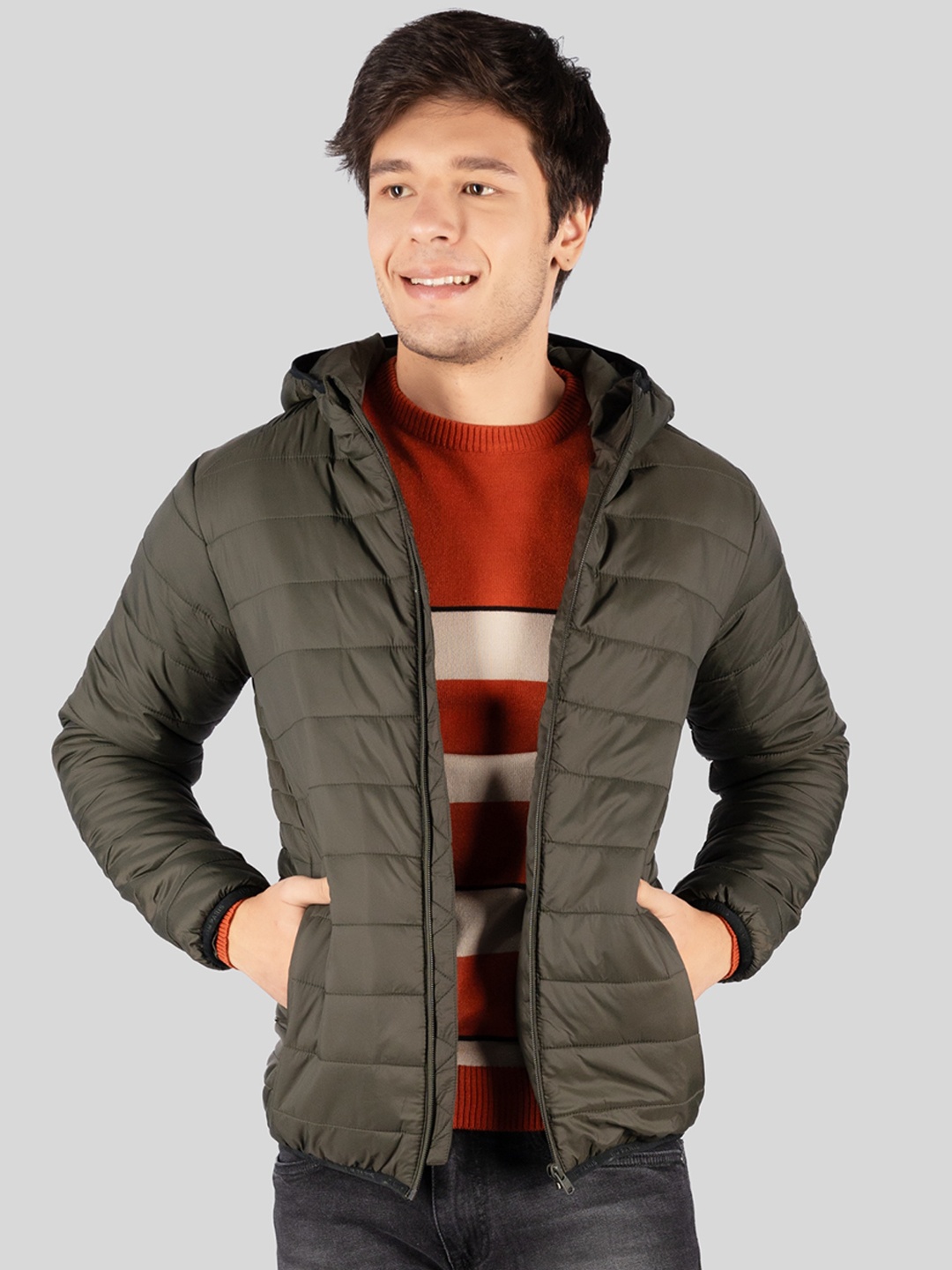 

TIM PARIS Hooded Windcheater Puffer Jacket, Olive